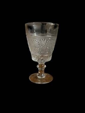 Duncan & Miller Sandwich Glass Stemmed Water Goblet Vintage Collectible